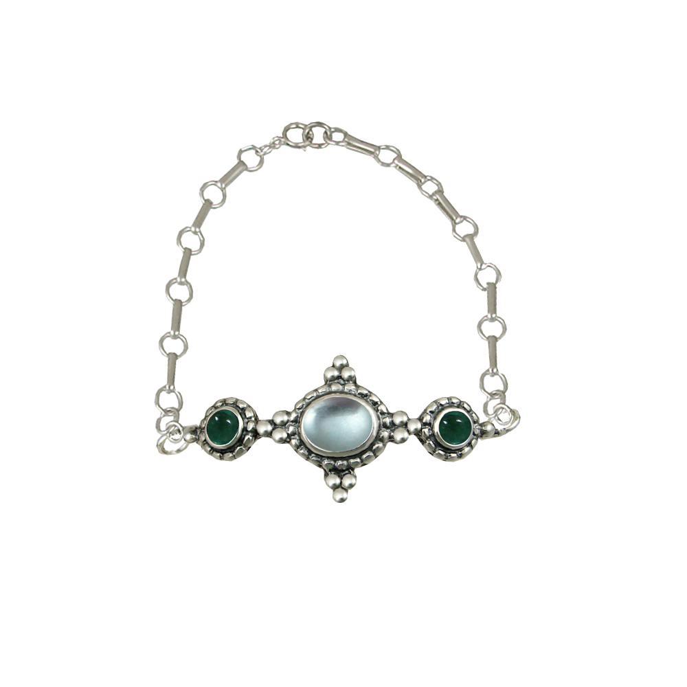 Sterling Silver Gemstone Adjustable Chain Bracelet With Blue Topaz And Fluorite